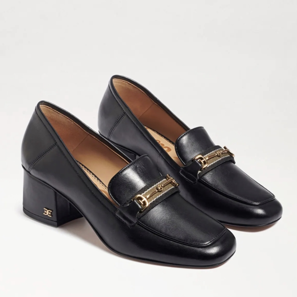 Sam Edelman Black Loafers with Gold Accents